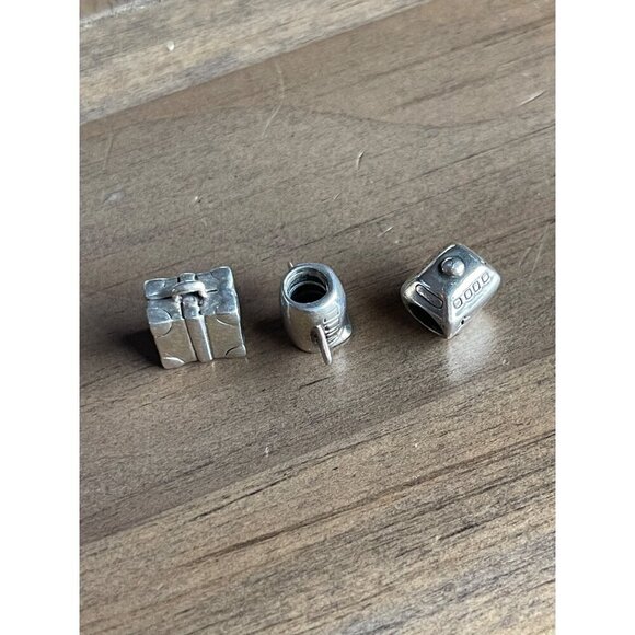 Silver Tone Travel-Themed Bead Charms For Bracelets & Necklaces Set of 3 - Picture 8 of 8